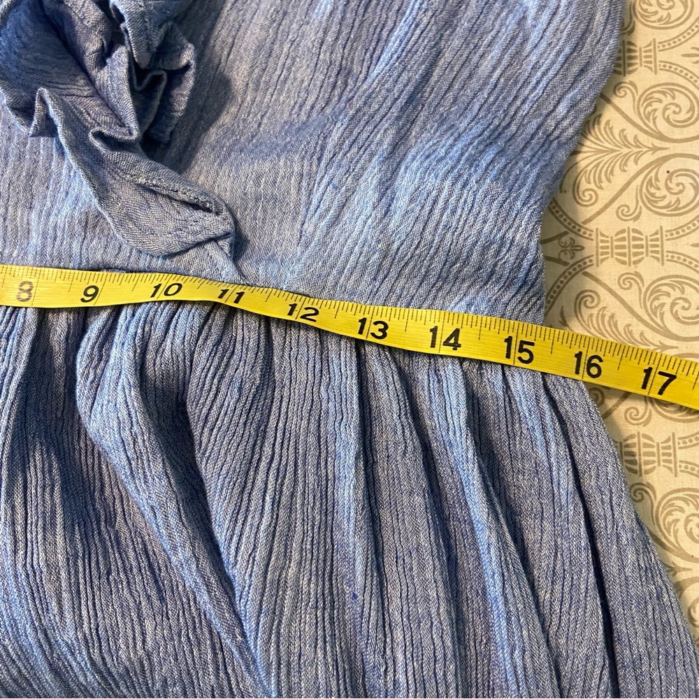 Hatch Sz 2 Sarah Maternity Steel Blue Gauze Cotton India Ruffle Midi Maxi Dress - Picture 10 of 11